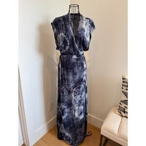 TYSA Women's Blue Gray Tie-Dye Sleeveless Maxi Dress Size 1(S) – Boho Wrap Style